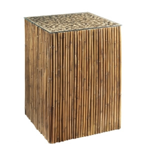 Padma's Plantation Bamboo Stick Side Table Base With Glass - All