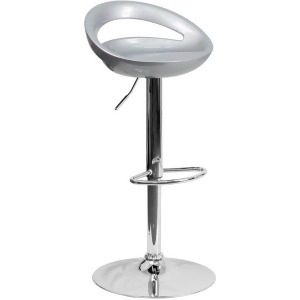 Flash Furniture Contemporary Silver Plastic Adjustable Height Bar Stool w/ Chrom - All