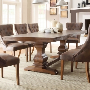Homelegance Marie Louise Double Pedestal Dining Table in Rustic Brown - All