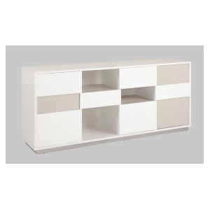 Chintaly Gina Contemporary 2 Tone Buffet W/Open Storage In White And Gray - All
