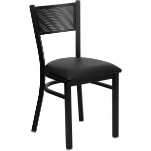 Flash Furniture Hercules Series Black Grid Back Metal Restaurant Chair Black V - All