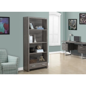 Monarch Specialties Bookcase 71 h / Dark Taupe With A Storage Drawer - All
