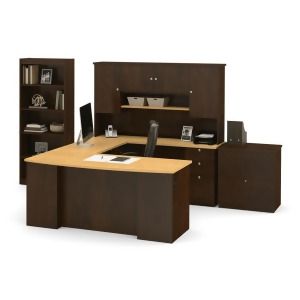 Bestar Manhattan U-shaped Workstation With Lateral File And Bookcase In Secret M - All