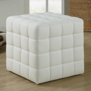Monarch Specialties 8978 Ottoman in White Leather - All