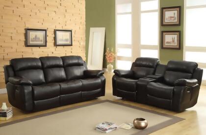 Homelegance Marille 2 Piece Reclining Living Room Set in Black Leather 