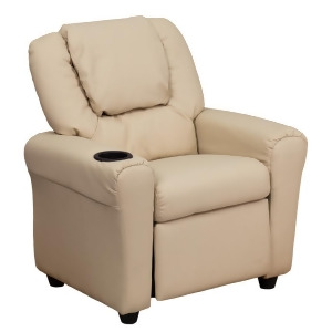 Flash Furniture Contemporary Beige Vinyl Kids Recliner w/ Cup Holder Headrest - All