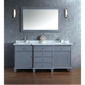 Stufurhome Cadence Grey 60 Inch Double Sink Bathroom Vanity With Mirror - All