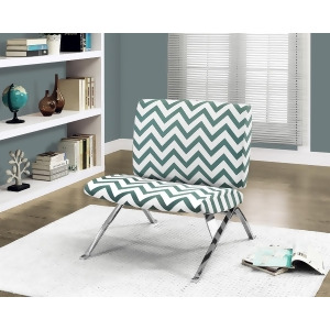 Monarch Specialties Teal Chevron Fabric Chrome Metal Accent Chair I 8136 - All
