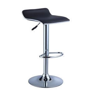 Powell Black Faux Leather Chrome Adjustable Height Bar Stool Set of 2 - All
