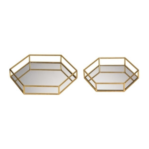 Sterling Industries Set Of 2 Mirrored Hexagonal Trays - All