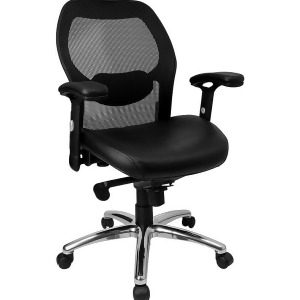 Flash Furniture Mid-Back Super Mesh Office Chair w/ Black Italian Leather Seat - All