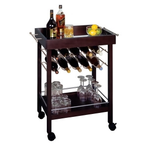 Winsome Wood Bar Cart w/ Mirror Top Wine Rack - All