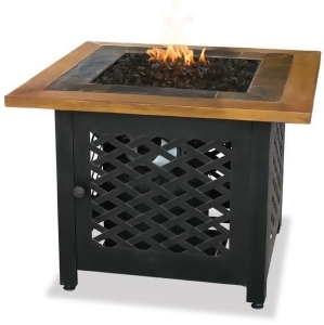 Uniflame Gad1391sp Lp Gas Outdoor Firebowl with Slate And Faux Wood Mantel - All