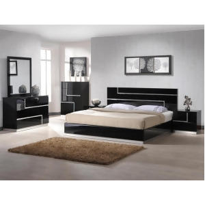 J M Furniture Lucca 5 Piece Platform Bedroom Set in Black Lacquer - All