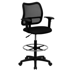 Flash Furniture Mid-Back Mesh Drafting Stool w/ Black Fabric Seat Arms Wl-a2 - All