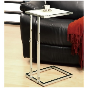 Monarch Specialties 3012 Adjustable Height Glass Accent Table in Chrome - All