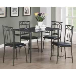 Monarch Specialties I 1036 Grey Marble / Charcoal Metal 5 Piece Dining Room Set - All