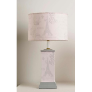 Yessica's Collection Pink And Grey Paris Wrap Square Column Lamp With Drum Shade - All