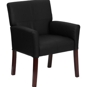 Flash Furniture Black Leather Executive Side Chair or Reception Chair w/ Mahogan - All