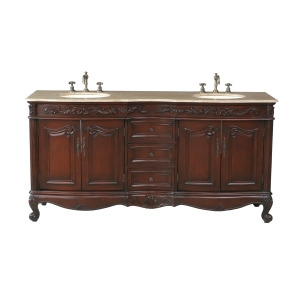 Stufurhome 72 Saturn Double Sink Vanity With Travertine Marble Top - All