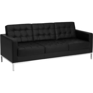 Flash Furniture Hercules Lacey Series Contemporary Black Leather Sofa w/ Stainle - All