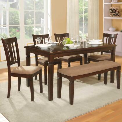 Homelegance Devlin 6 Piece Rectangular Dining Room Set in Espresso