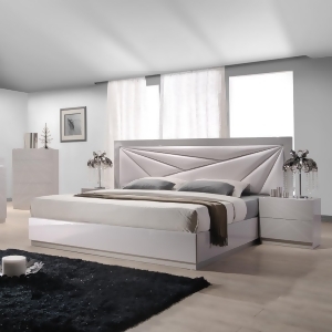 J M Furniture Florence 4 Piece Platform Bedroom Set in White Taupe - All