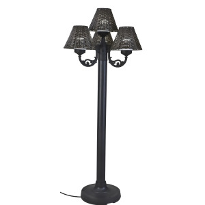 Patio Living Versailles Floor Lamp 17450 with Black Body and Walnut Wicker Shade - All