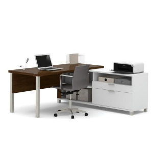 Bestar Pro-Linea 120883-30 L-desk In White Oak Barrel - All