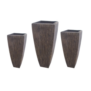 Screen Gems Sandstone Ribbed Long Square Planter Three Piece Set 3105-82 - All