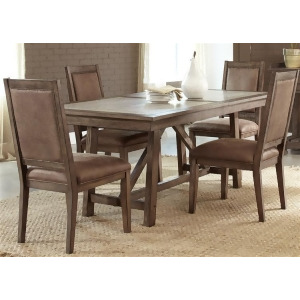 Liberty Furniture Stone Brook 5 Piece Trestle Table Set in Rustic Saddle Finish - All