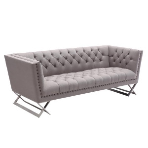 Armen Living Odyssey Sofa in Brushed Steel finish with Grey Tweed upholstery and - All