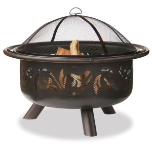 Uniflame Wad900sp 32 Inch Wide Oil Rubbed Bronze Firebowl with Swirls - All