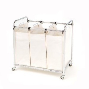 Proman Three Divider Laundry Baskets Trolley - All