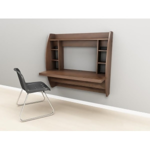 Prepac Tall Wall Hanging Desk with Storage in Espresso - All