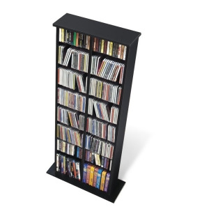 Prepac Black Double Multimedia Storage Tower Holds 320 CDs - All