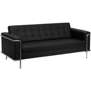 Flash Furniture Hercules Lesley Series Contemporary Black Leather Sofa w/ Encasi - All