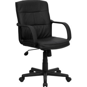 Flash Furniture Mid-Back Black Leather Office Chair w/ Nylon Arms Go-228s-bk-l - All