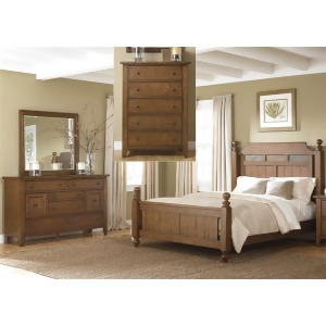Liberty Furniture Hearthstone Poster Bed Dresser Mirror Chest in Rustic Oa - All