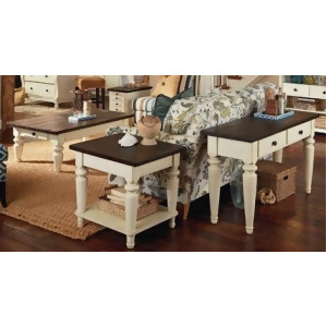 Hammary Heartland 4 Piece Coffee Table Set w/ Smoky Brown Top Time-Worn Painte - All