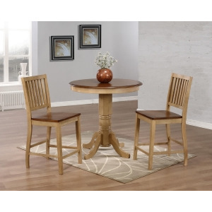 Sunset Trading Brookpond 36 Round Cafe Table with Two Slat Back Stools in Wheat - All