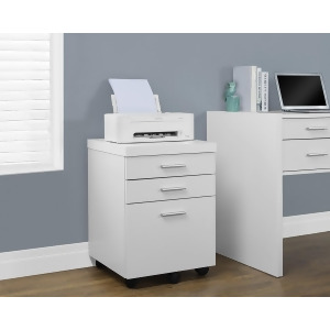 Monarch Specialties White Hollow-Core 3 Drawer File Cabinet On Castors I 7048 - All
