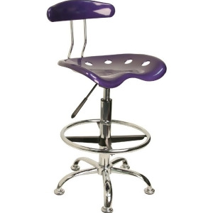 Flash Furniture Vibrant Violet Chrome Drafting Stool w/ Tractor Seat Lf-215- - All