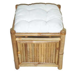 Bamboo Storage Stool With Cushion - All