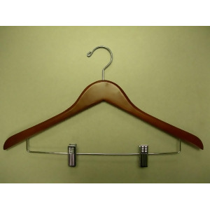 Proman Products Genesis Flat Suit Hanger w/ Wire Clips in Walnut - All