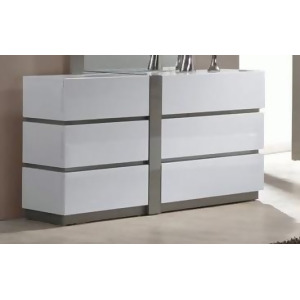 Chintaly Manila 6 Large Drawer Dresser In White Grey - All
