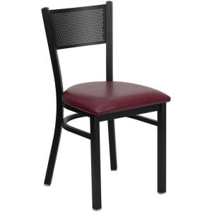 Flash Furniture Hercules Series Black Grid Back Metal Restaurant Chair Burgund - All
