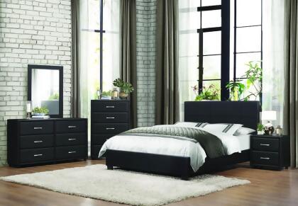 Homelegance Lorenzi 4 Piece Upholstered Platform Bedroom Set in Black Vinyl 