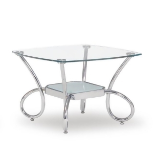 Global Usa 559E Square Clear Glass End Table w/ Chrome Legs - All
