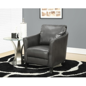 Monarch Specialties Charcoal Grey Leather-Look Accent Chair I 8021 - All